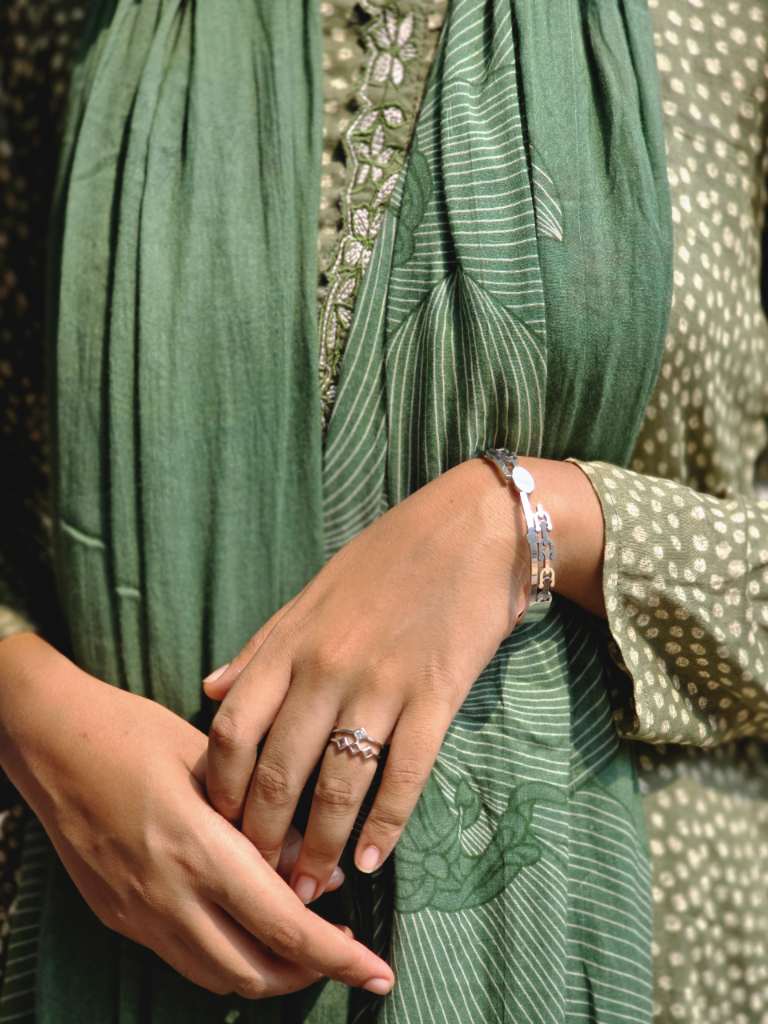 silver bracelet with ring